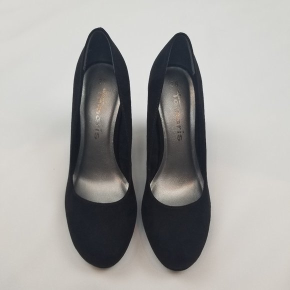 Tamaris Classic Black Suede Platform Pump Stiletto Heels sz 38 - Picture 2 of 8